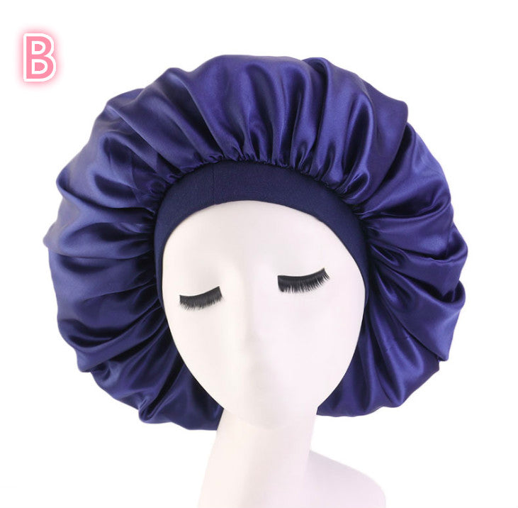 Satin Sleep Bonnet — Navy Blue